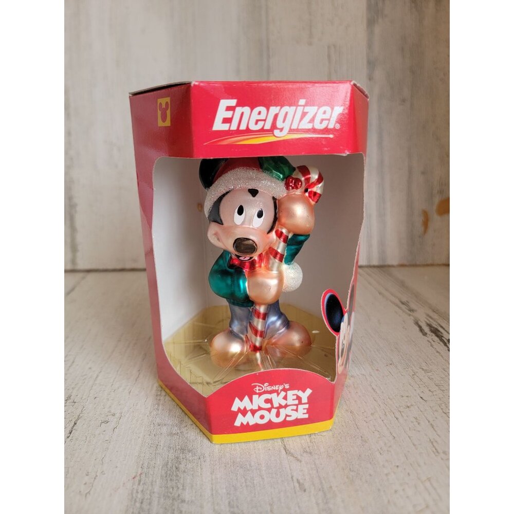 Energizer 2000 AS IS Mickey Mouse blown glass ornament Xmas